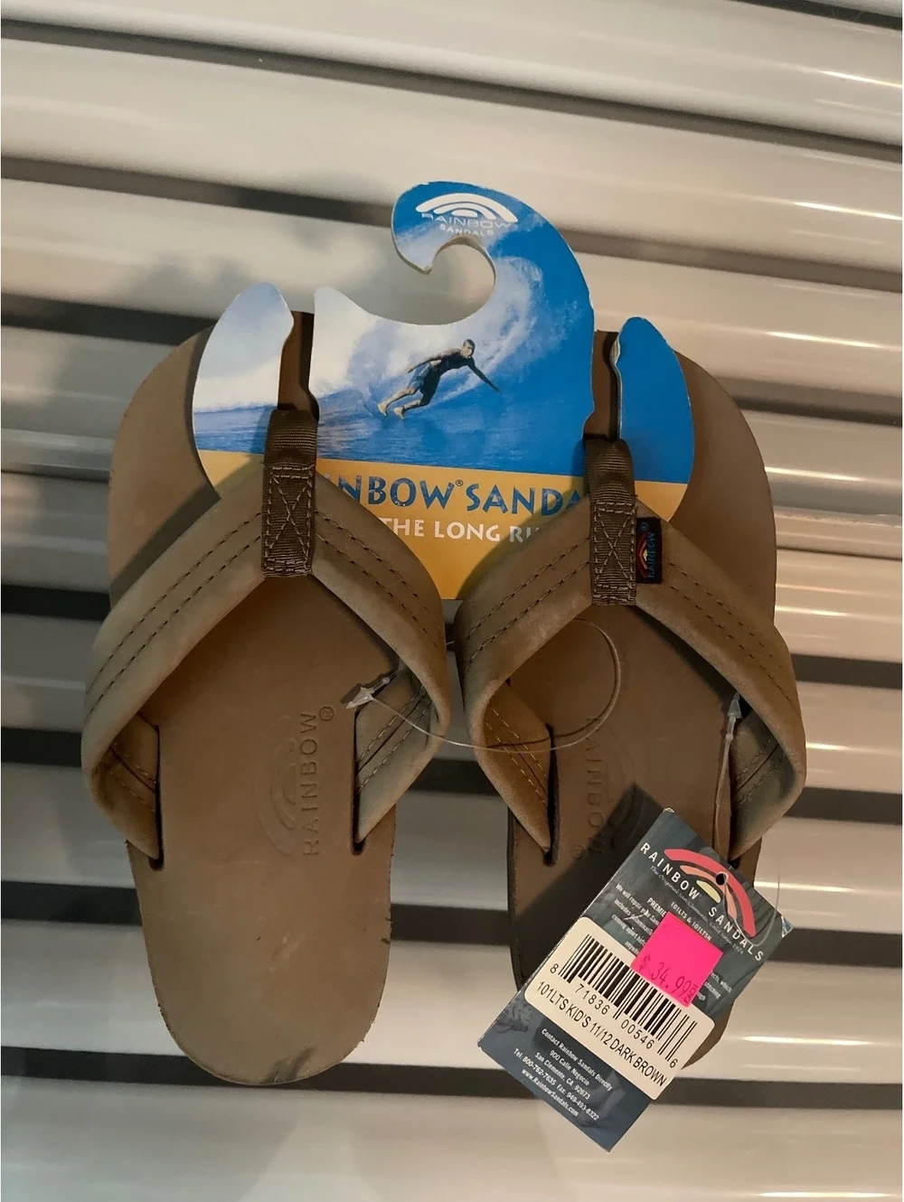 Rainbow Sandals Kids 11/12 Dark Brown Leather Flip Flops